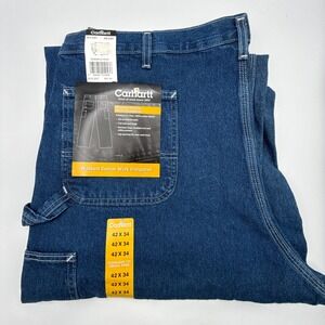 Carhartt B113 Darkstone DST Denim Loose Fit Tapered Leg Mens Jeans 42X34 NWT NOS